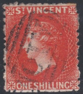 003505/ St Vincent 1877 Sg24 1s Vermilion Fine Used Cv £95