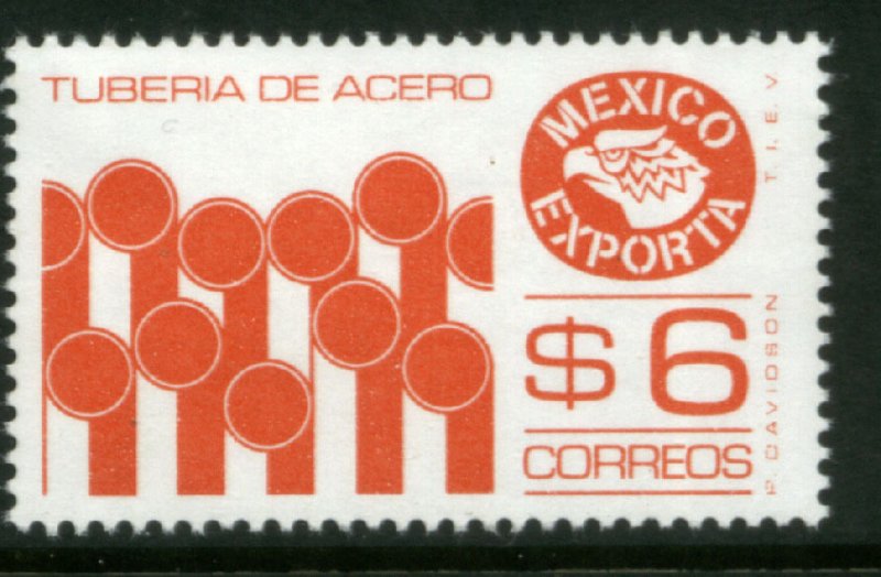 MEXICO Exporta 1121, $6P Steel Pipes Perf. 14 Fluor Paper 6. MINT, NH. VF.