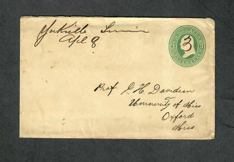 Tennessee Postal Stationery Cover Yorkville M/S April 8