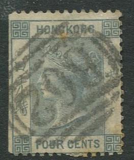 Hong Kong - Scott 10b - QV Definitive-1863- Used- Single 4c Stamp