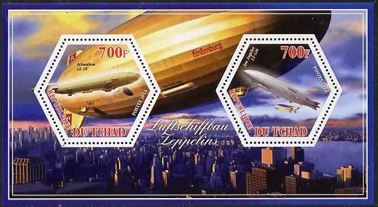 CHAD - 2014 - Airships - Perf 2v Sheet #2 - M N H - Private Issue