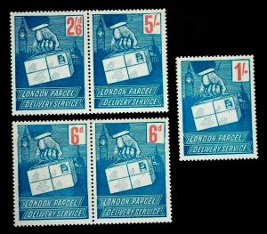 Great Britain 1971 London Parcel Delivery Service 2 x 6d, 1- 2/6d, 1-5/ & 1-1/