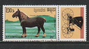 1989 Cambodia - Sc 982 - used VF - 1 single - Horses