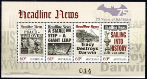 Australia 2013 Headline News Minisheet OP 75 Years of BATMAN 014 MNH