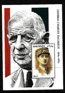 Maldive Is.-Sc#1620- id2-Unused NH sheet-Charles de Gaulle-1991-