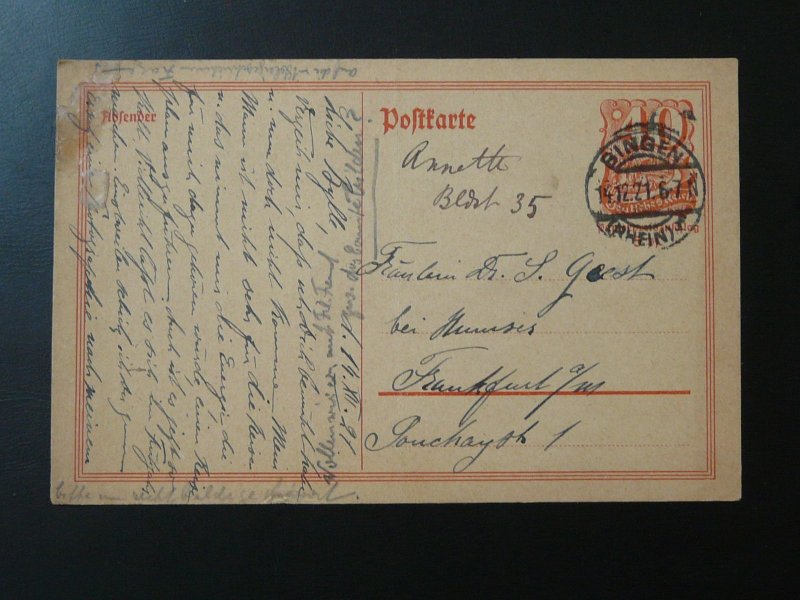 postal stationery card Bingen Deutches Reich 1921