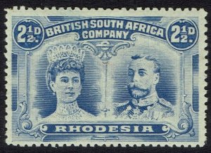 RHODESIA 1910 KGV DOUBLE HEAD 21/2D PERF 14