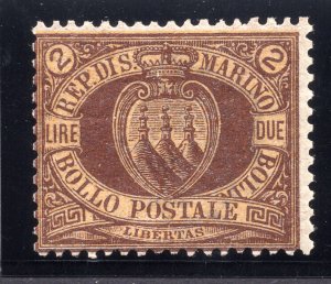 Brown on Yellow Lire Coat of Arms No. 21a Normal Centering - MNH