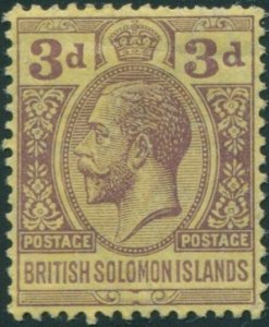 Solomon Islands 1913 SG20 3d purple/yellow KGV MNH