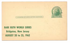 UX27 Postal Card Advert Supplee Biddle Phila PA Babe Ruth Bridgeton NJ Cachet