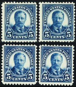 557, Mint F-VF NH 5¢ Four Fresh Stamps CV $140. -- Stuart Katz