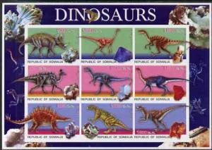 Somalia 2003 Dinosaurs & Minerals imperf sheetlet con...