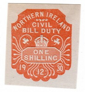 (I.B) George V Revenue : Northern Ireland Civil Bill Duty 1/-