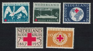 Netherlands Pelican Bird Ship Red Cross Society and Red Cross Fund 5v 1957