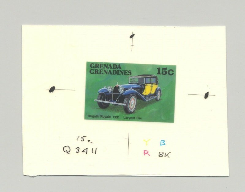 Grenada Grenadines #878  Bugatti, Automobiles, 1v. imperf chromalin proof