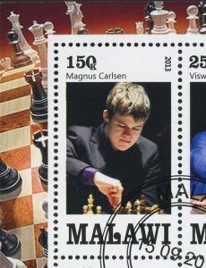 Malawi Chess Players Sport Magnus Carlsen Souvenir Sheet of 4 Stamps