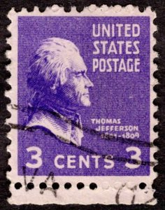 1938, US 3c, Thomas Jefferson, Used, Sc 807