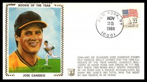 1986 Baseball JOSE Canseco AL Rookie of the Year Award – Zaso Silk Cachet