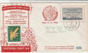 USA 1954 U.N. WheatStamp Ex. Illust United Nations Cancel & Stamp Cover Rf 38105