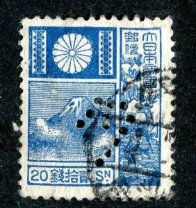 1432 WX Japan 1937 Scott# 175a perfin used cat. $30.00 ( Offers welcome )