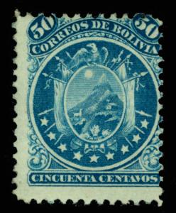 BOLIVIA 1868 CONDOR  50c blue (nine stars) Scott # 12 mint MH  Fine