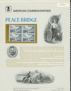 USPS COMMEMORATIVE PANEL #81 PEACE BRIDGE #1721