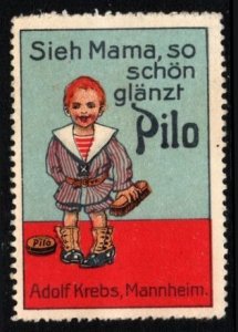 1930's Germany Poster Stamp Pilo Shoe Cream Look Mom, It Shines So Beaut...