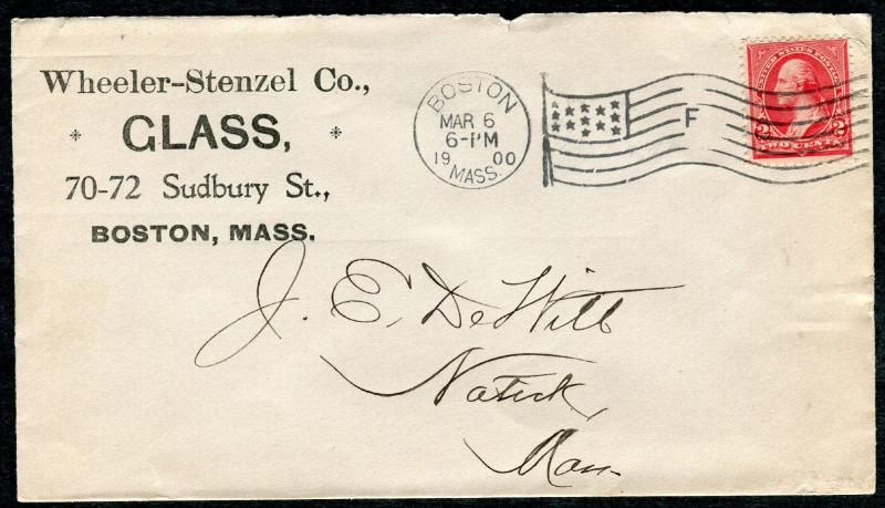 Postal Cover - BOSTON MA TO NATICK MA - MAR 6 1900 AMF-B14 F - S6348