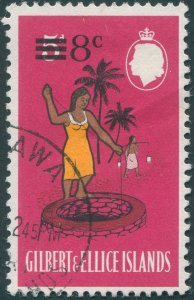 Gilbert & Ellice Islands 1966 8c on 5d cerise SG116 used