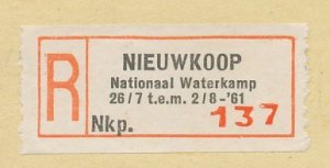 Registered card / Special R label Netherlands 1961 Scouting - Water camp Nieuwko