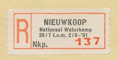 Registered card / Special R label Netherlands 1961 Scouting - Water camp Nieuwko