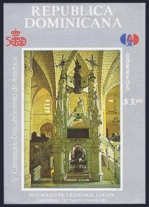 Dominican Rep 1039,MNH.Michel Bl.43. America,500.Mausoleum of Columbus,1988.