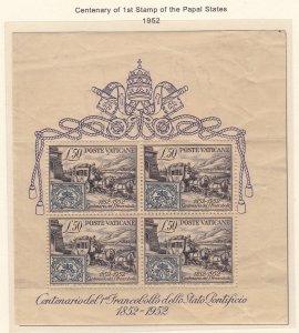 Vatican City # 155a, Roman Stamp & Stagecoach, Souvenir Sheet, folded 1/3 Cat.