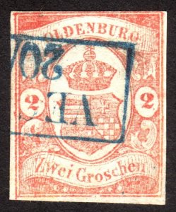 1861, Germany Oldenburg 2Gr, Used, Sc 14