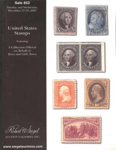 Siegel: Sale # 852  -  United States Stamps, Siegel 852