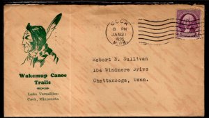 US Wakemup Canoe Trails,Cook,MN 1936 Cover