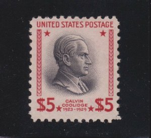 US 834 $5 Coolidge Mint VF OG NH SCV $85 (002)