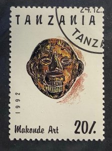Tanzania 1992 Scott 985A CTO - 20sh,   Makonde Art, Carved face
