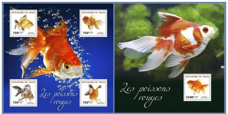 NIGER 2014 2 SHEETS nig14309ab POISSONS GOLDFISHES FISHES 