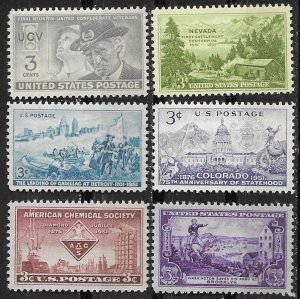 USA # 998-1003 All 1951 Commemoratives (6)  Mint NH