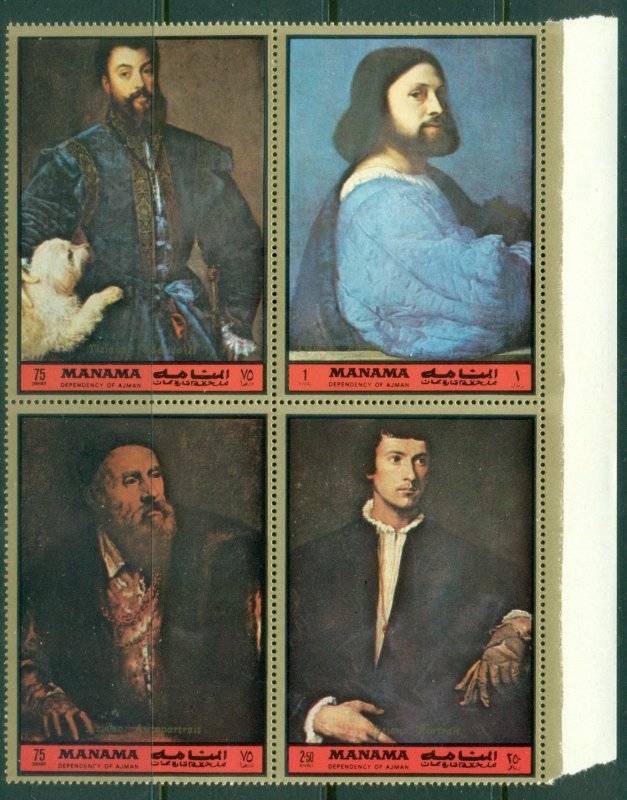 Manama 1972 Mi#996-999 Paintings by Titian, Portraits MLH