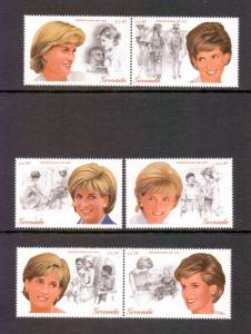 Grenada  1997 MNH Princess of Wales commemoration  Diana   complete