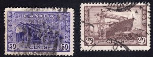 Canada 260-261 Munitions Factory Destroyer used stamps