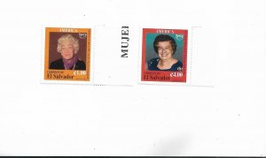 EL SALVADOR AMERICA UPAEP FAMOUS WOMEN SET OF 2 VALUES MINT NH