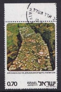 Israel  #611  used  1976 with tab  city wall   70a