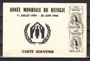 France, Scott cat. B340. World Refugee Year. Souvenir card. ^