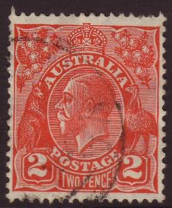 Australia 1930 Sc#71, SG#99b 2d Red KGV Head, Kings, USED