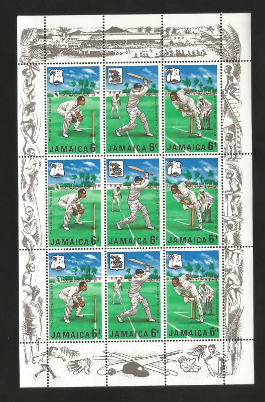 E) 1968 JAMAICA, WICKETKEEPER, EMBLEM OF WEST INDIES CRICKET TEAM, S/SOF 9, MNH