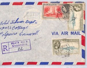 BARBADOS QEII Air Mail Cover *BLACK ROCK* Registered 1963 CDS GB Polperro ZV92