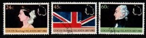COCOS (KEELING) ISLANDS SG79/81 1982 125TH ANNIV OF ANNEXATION FINE USED
